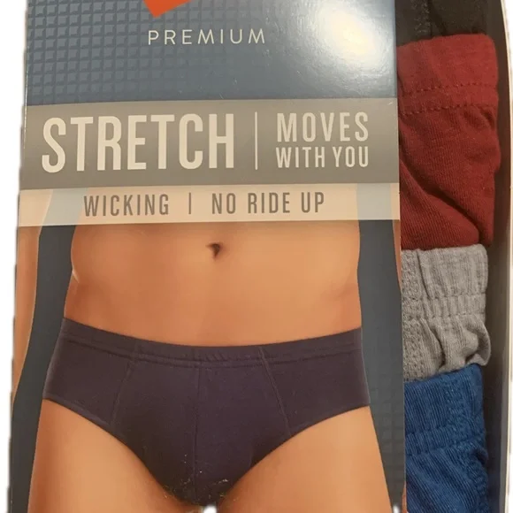 Hanes Premium Stretch Briefs - Black, Red, Gray, Blue - Picture 2 of 4